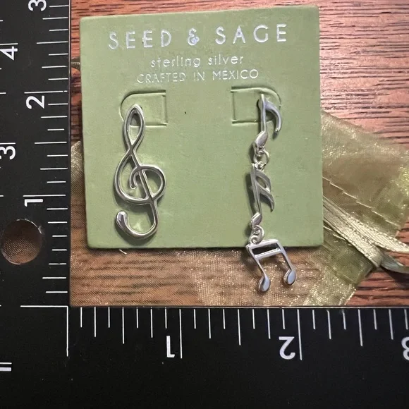Seed & Sage Silver Music Note Earrings - Picture 5 of 5
